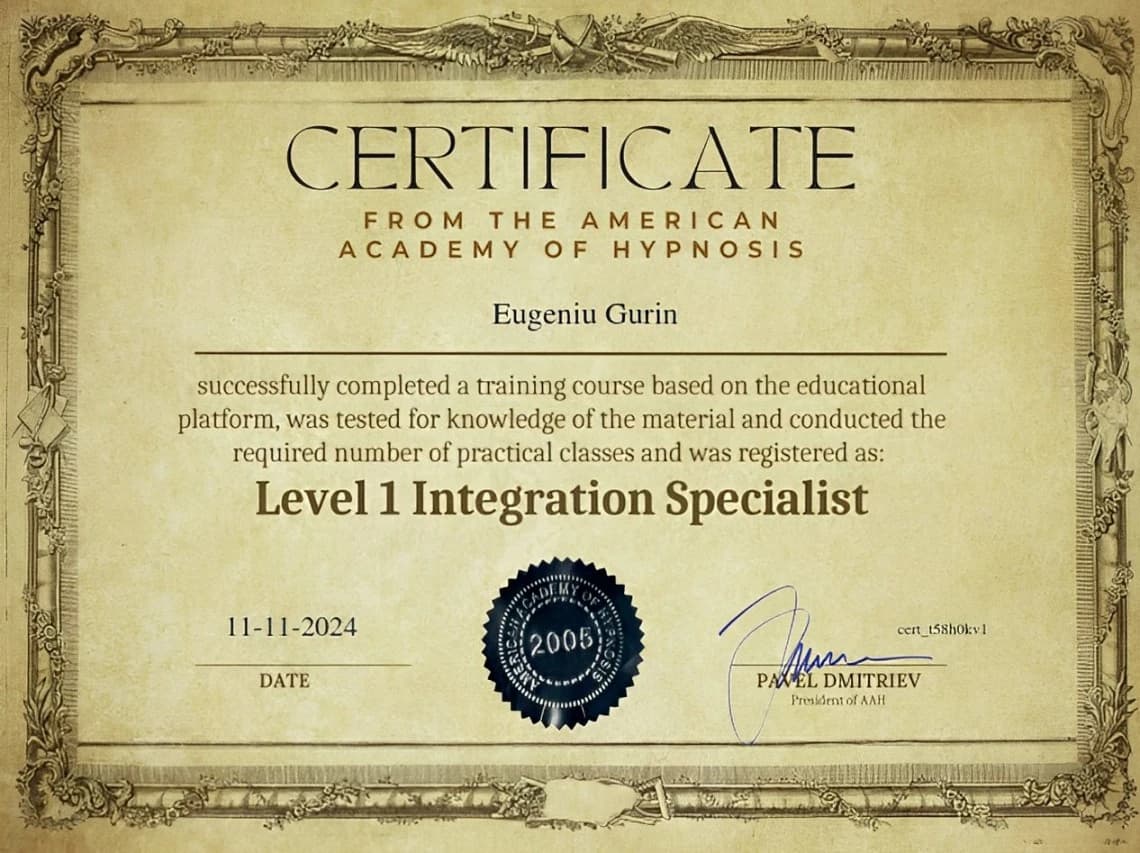american academy of hypnosis certificate